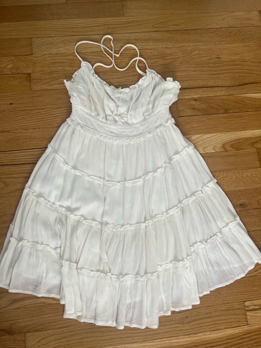 Lulu's White Tiered Spaghetti-Strap Girls' Dress